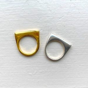 Gold and Silver Straight-Edge Rings